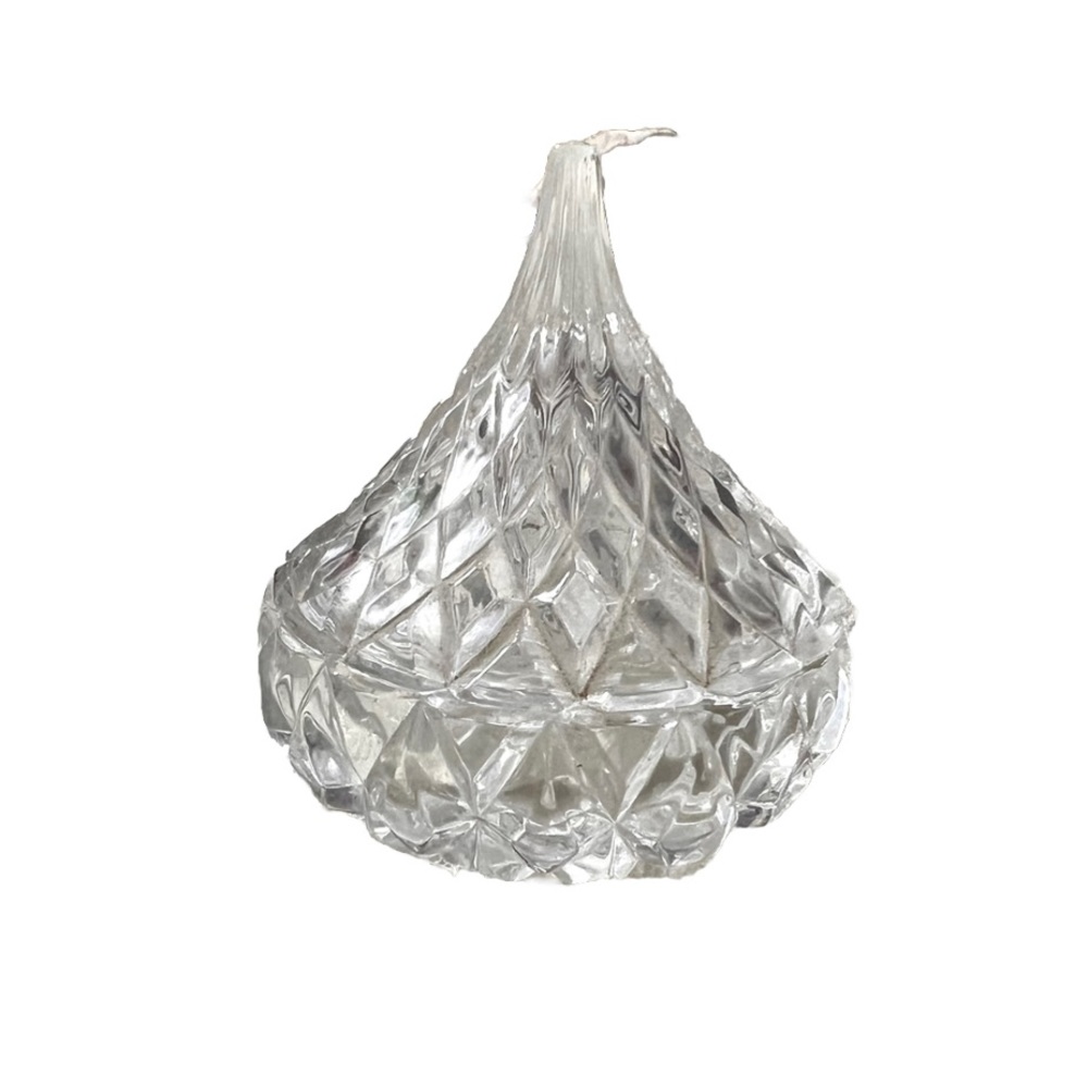 Vintage Crystal Hershey’s Kiss Shaped Candy Dish Jar Sweets Nuts Trinkets Ring